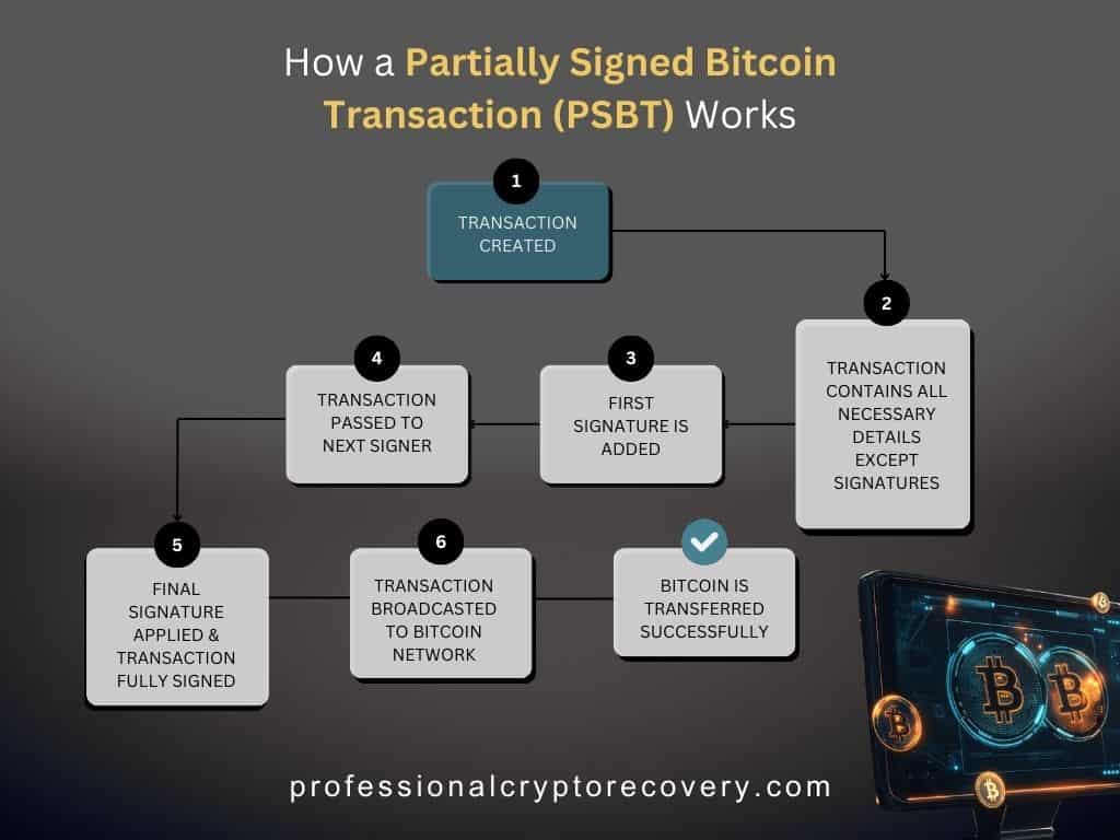 How a partially signed bitcoin transaction (PSBT) works